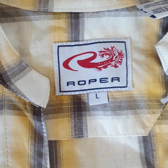 Roper Yellow and White Shirt - L - Picture 2 of 5